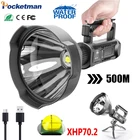 Портативный XHP 70.2 светодиодный фонарик, ручной фонарик с зарядкой от USB, поисковый фонарь, Водонепроницаемый аварийный фонарь, подставка, монтируемый кронштейн