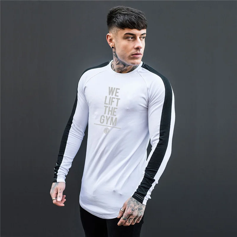

Brand Long Sleeve T Shirts Men Fashion Letter Printed Slim Fit Stretch Cotton Tops Causal Pullovers Male Plus Size
