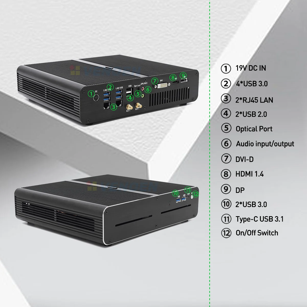 Günstig Mini Gaming PC Intel I7-7920HQ 7820HK GTX 1650 GDDR5 4GB Dual Fan 2 * DDR4 M.2 NVME Desktop Computer Win10 WIFI 5,0 BT Typ-C