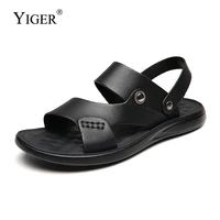 yiger mens sandals slippers summer cool shoes casual latex sandals new style beach shoes mens leather leather soft soled 2022