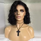 Парик Харизма из синтетических кружевов спереди, натуральные волосы, Короткие парики, черные волосы, Кудрявые Парики для женщин, боковые части, безклеевые, для косплея