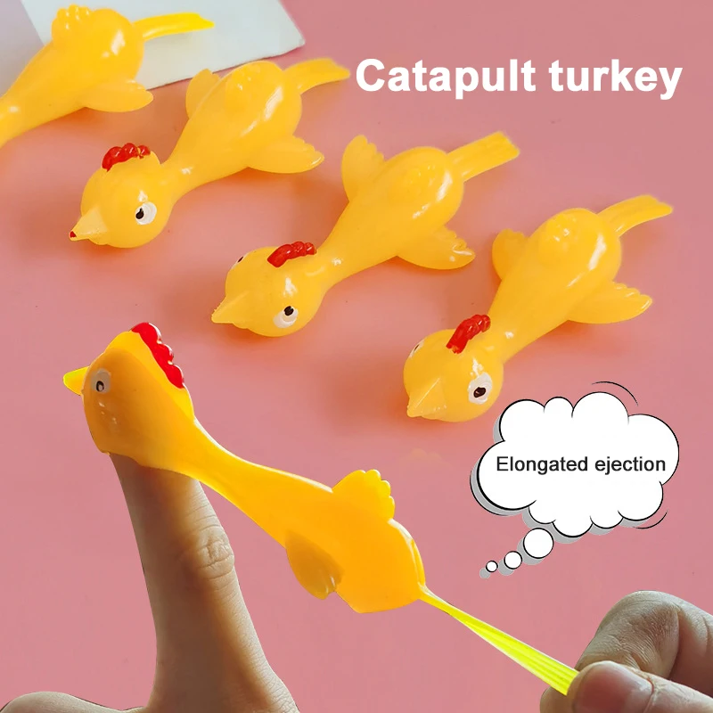 

Wonderlife 5pcs Funny Laugh Rubber Chicken Stretchy Flying Turkey Finger Birds Sticky Toys Novelty Gags & Practical Joke Toys