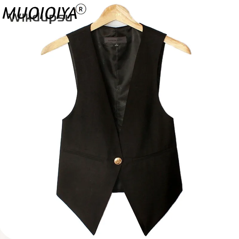 

Korean Style Fashion V-Neck Sleeveless Classic Black Sleeveless Vest For Women Waistcoat Business Office Casual Formal Work Wear