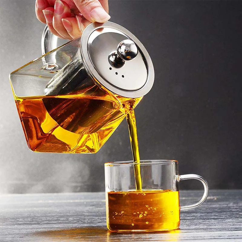 

500ML Borosilicate Glass Teapot infuser Heat Resistant Square Glass Teapot With Tea Infuser Filter Milk Oolong Flower Tea Pot