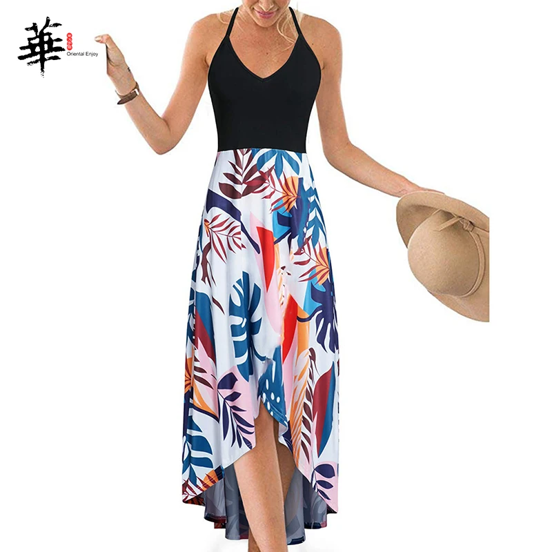 Платье женское длинное асимметричное с цветочным принтом пикантная модная