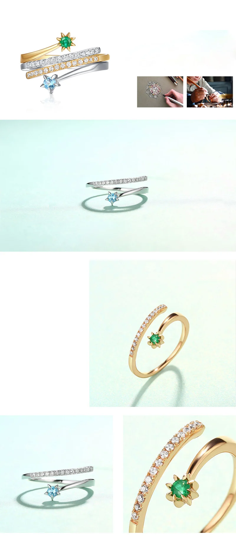 

Fashion all-match ring personality color matching ring ladies fashion tail ring 210306-27