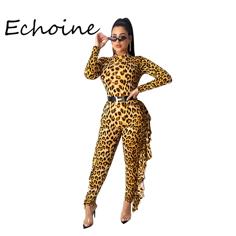 Сексуальный леопардовый комбинезон с золотым и серебряным принтом листьями