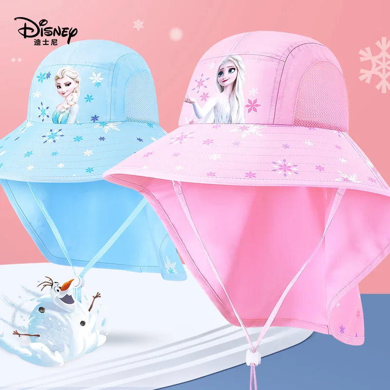 

Disney Frozen Princess Elsa Girls Sun Caps Big Brim Princess Sun Hat Children Baby Spring and Summer Sun Hat Foldable Breathable