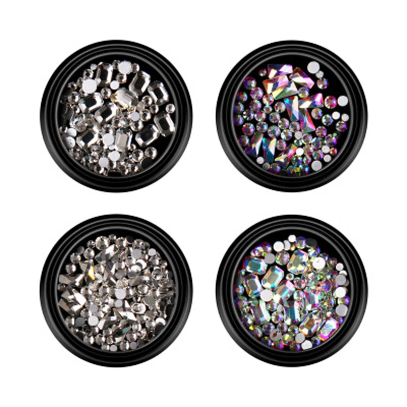 Круглые Серебристые Стразы для ногтей 12 коробок/комплект блестящие акриловые
