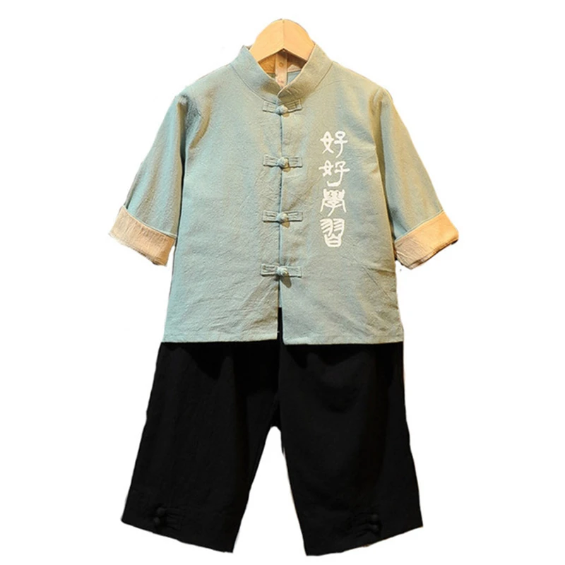 Hanfu/китайский повседневный костюм с длинными рукавами для мальчиков комплект