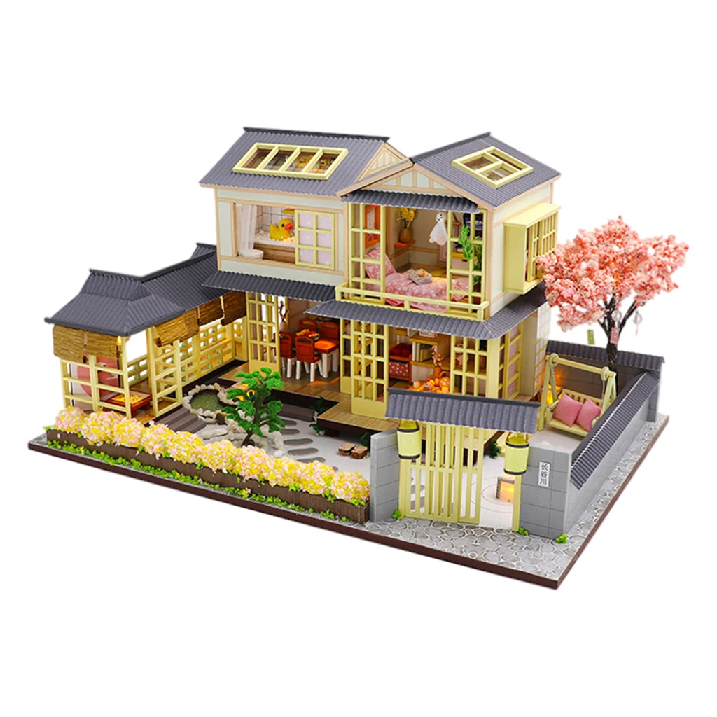 

Wooden DIY Doll House Model Kit, Miniature Kit Dollhouse Villa Model w/ Furniture, Gift for Kids Boys Girls Ornament Decoration