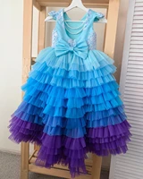 custom ball gown girls dresses layered tulle big bow flower girl dress for wedding infant girls birthday party gown