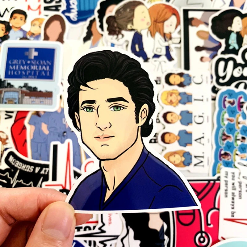 50pcs tv show greys anatomy waterproof stickers kids toy sticker for diy luggage laptop skateboard car decor funny sticker f3 free global shipping