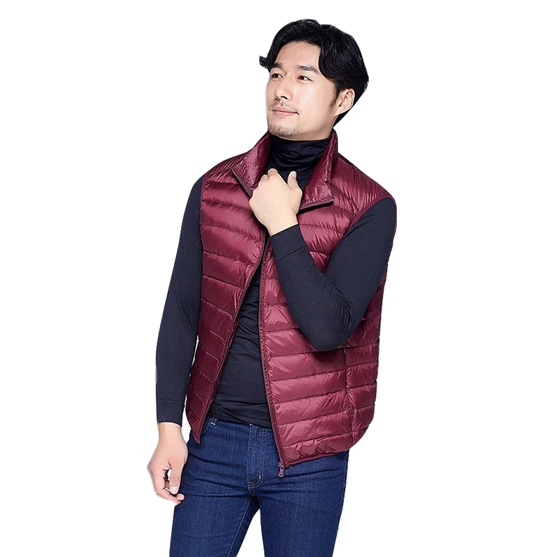 Зимний классический мужской жилет на белом утином пуху Ультралегкая куртка без