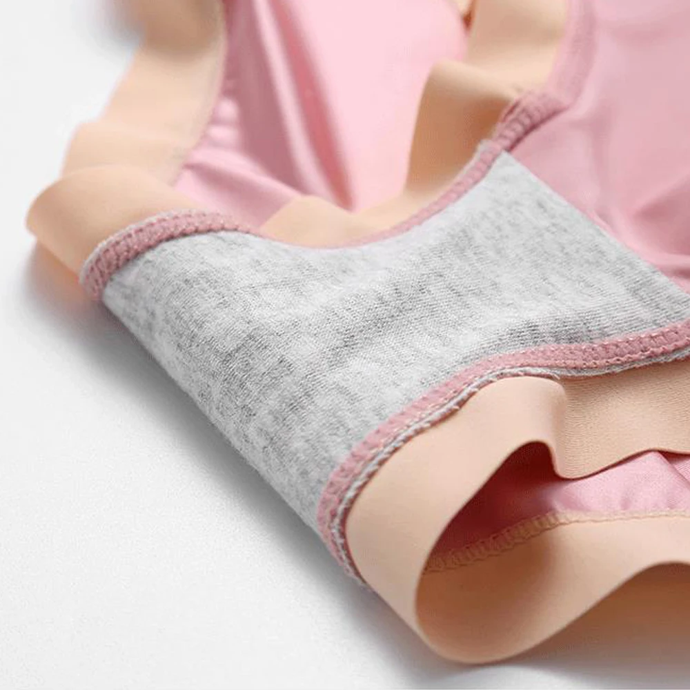 

Sexy Seamless Briefs Nylon Silk Cotton Crotch Girls Ladies Solid Color Woman Mid Rise Lingerie Underwear