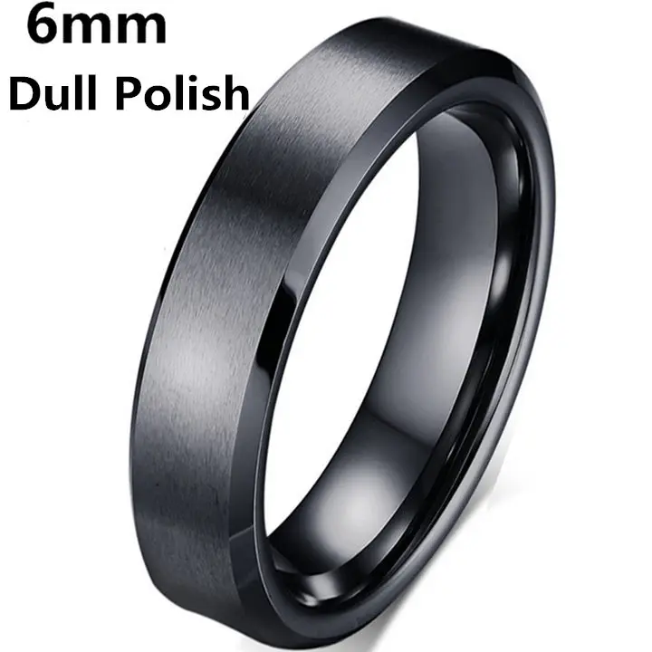 6mm Dull Black 4 мм яркое Полированное серебряное титановое кольцо для мужчин и женщин - Цвет основного камня: 6mm Dull Black