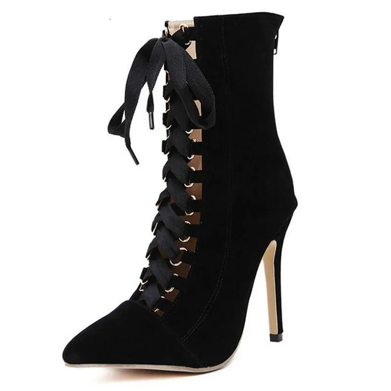 

2021 New High Quality Gladiator Women Pump Stiletto Sandal Boot Pointed Toe Strappy Lace Up Pumps Shoes Woman Sandals ZH100152