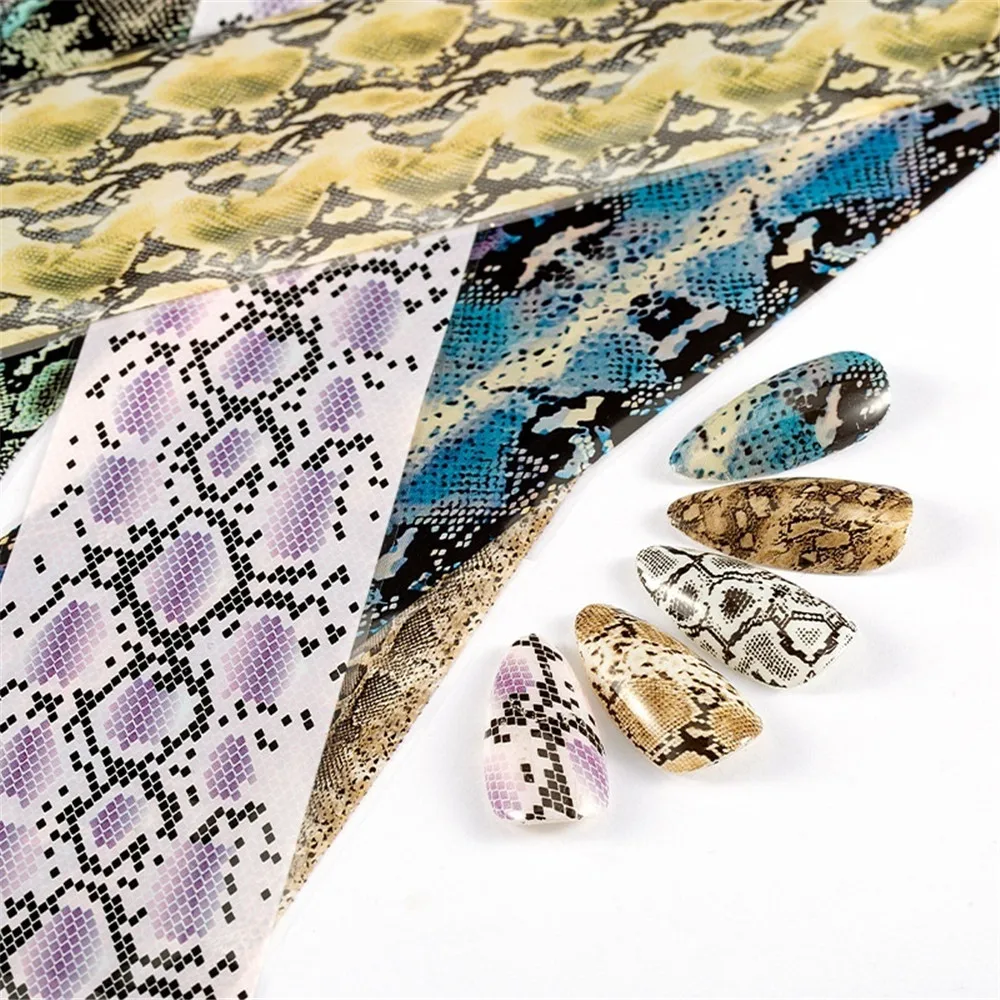 10 шт./компл. искусственная переводная бумага змеиная кожа фольга для ногтевого