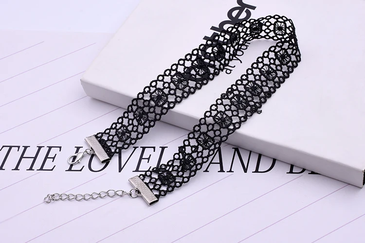 

cute fashion new Black flower Lace Velvet Choker Necklace punk Retro Gothic Elastic Chocker Necklaces For Women Gift