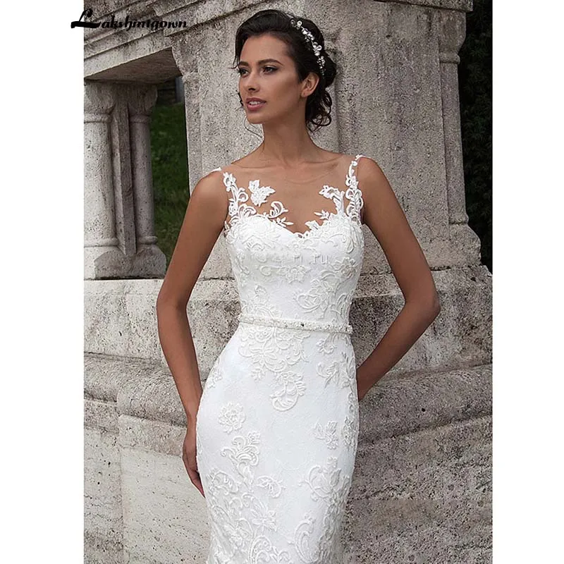 Кружевные свадебные платья 2020 белое свадебное платье Русалка с бантом и поясом