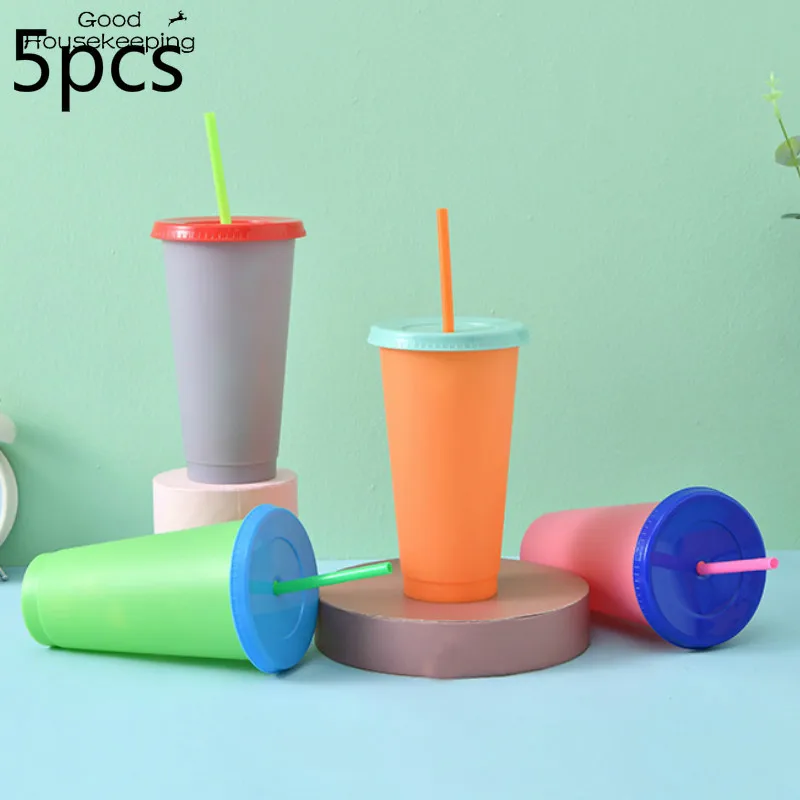 

Креативная чашка 600-700 мл, летняя кружка из ПП с меняющими цвет соломинкой Для холодной воды, термохромная кружка, посуда для напитков волшеб...