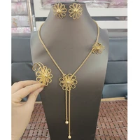 flower shape jewelry gold color dubai jewelry sets for women african party wedding gifts necklace bracelet earrings ring set