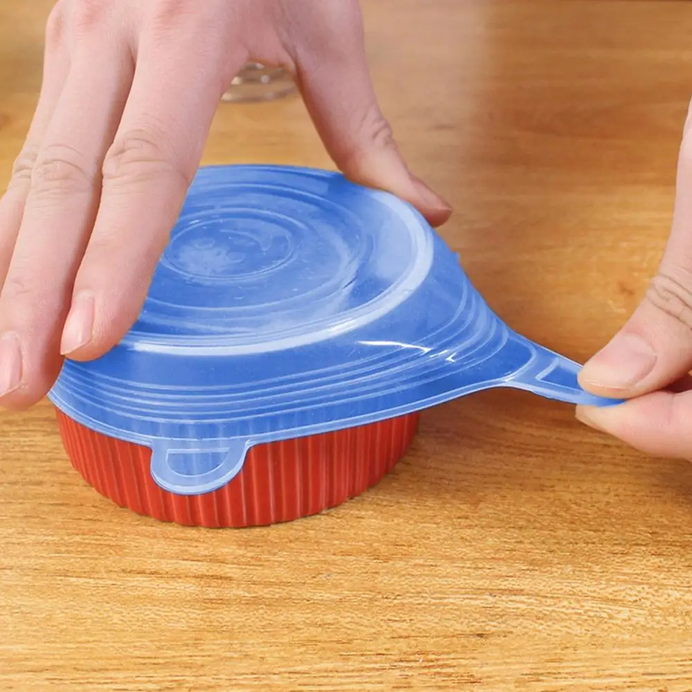 

6 Pcs Silicone Stretch Lids Reusable Airtight Food Wrap Covers Keeping Fresh Seal Bowl Stretchy Wrap Cover Kitchen Cookware
