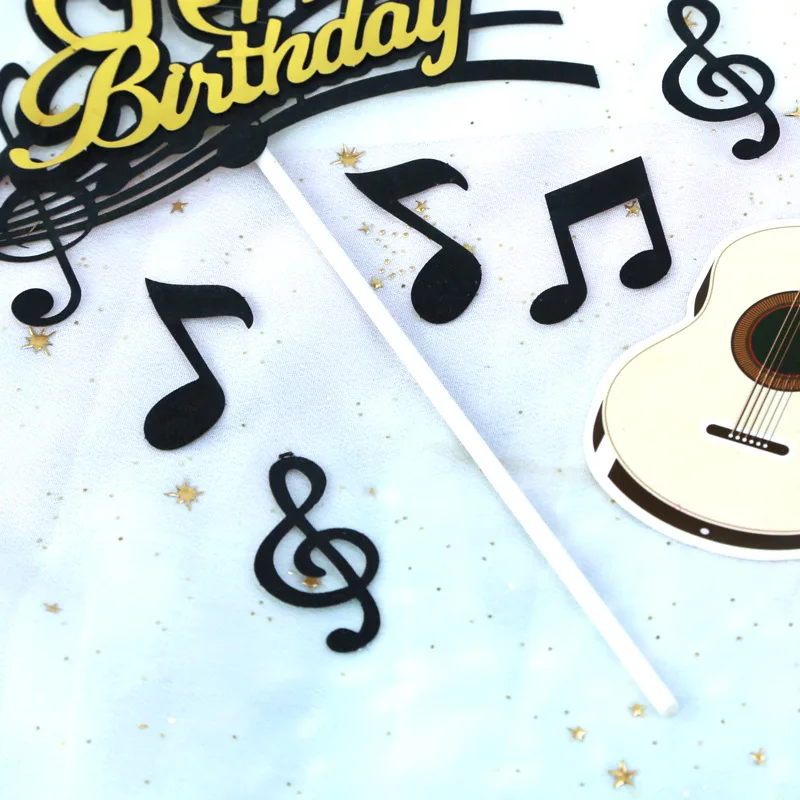 8pcs/set Music Happy Birthday Cake Topper Candy Bar Baby Shower Party Decoration Supplies Child Birthday Cartoon Cake Toppers