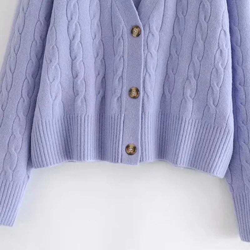 

Za 2020 Cardigan Sweater Women Vintage Buttons Loose V-Neck Long Sleeve Knitted Cardigan Female Outerwear Chic Tops Woman Knit