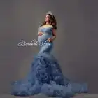 Пышное Тюлевое платье с оборками и юбкой-годе, Длинные свадебные платья для беременных женщин, красивое платье с бусинами и кристаллами на талии для беременных, платья с V-образным вырезом без рукавов