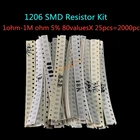 Набор резисторов 2000 SMD, 1206 шт., набор в ассортименте, 1 ОМ-1 Ом, 5% 80 ценностей, 25 шт. = 2000 шт., набор образцов