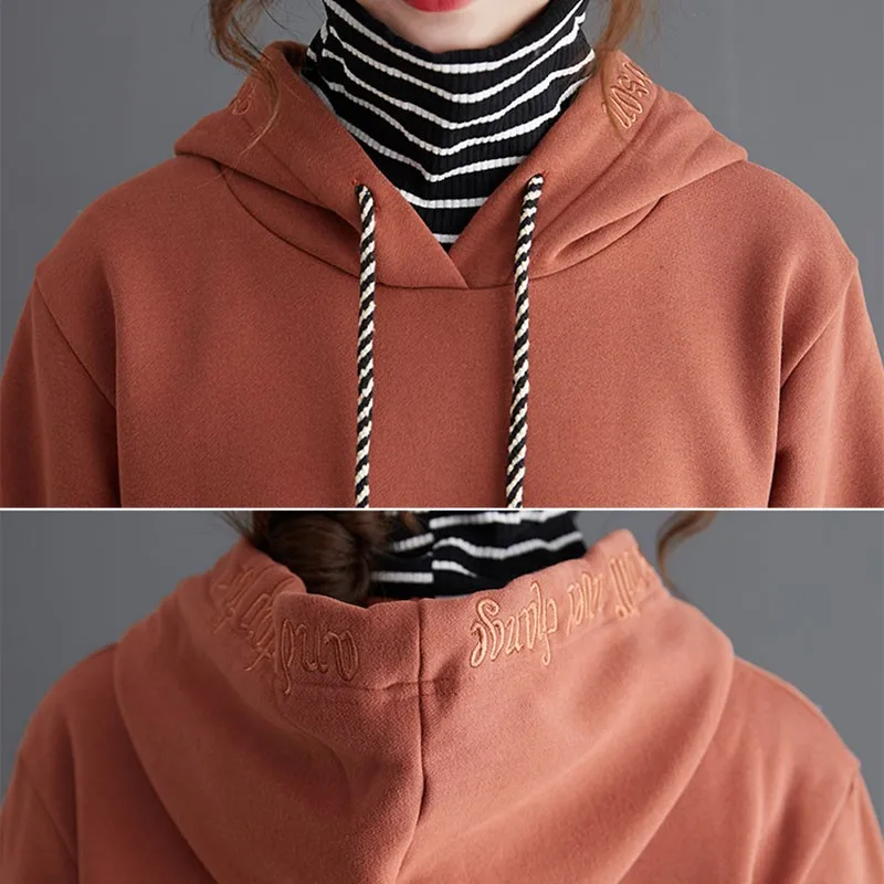 

Women Casual Pullovers New Arrival 2020 Autumn Winter Simple Style Solid Color Loose Comfortable Female Hooded Sweatshirt S2480