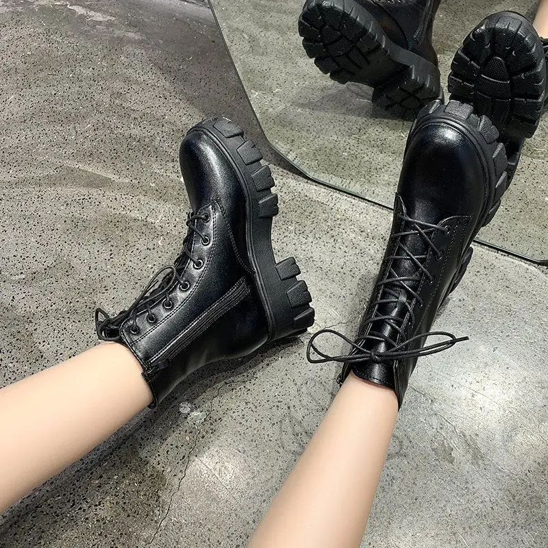 

New Thick-soled Genuine Leather Women's Boots Fashion Zipper Convenient Short Boots Autumn Winter Warm Casual Women's Work Boots