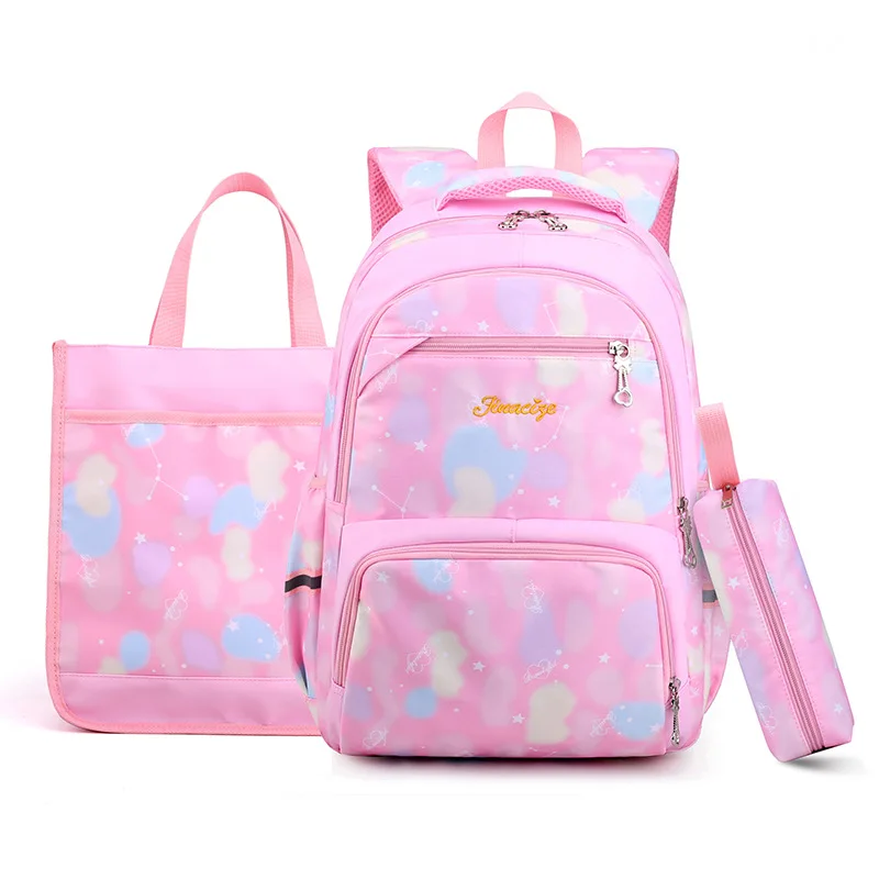 Комплект из 3 предметов для девочек, школьный рюкзак, сумка и пенал, повседневные портфели для начальной школы, розовый рюкзак принцессы, Дет...