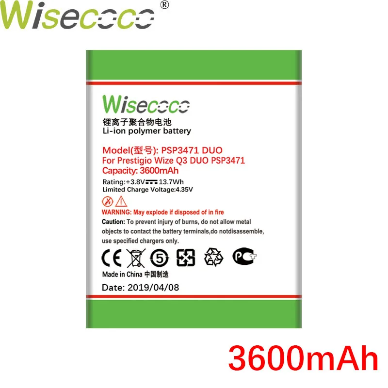 WISECOCO 3600 мАч PSP3471 DUO Аккумулятор для Prestigio Wize Q3 DUO PSP3471 мобильный телефон новейшее производство батарея+ номер отслеживания
