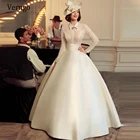 Корейское кружевное свадебное платье Verngo в стиле ретро с длинными рукавами, атласное Открытое платье с буффами, модель 2021 года, платье для невесты, наряд для двора, индивидуальный пошив