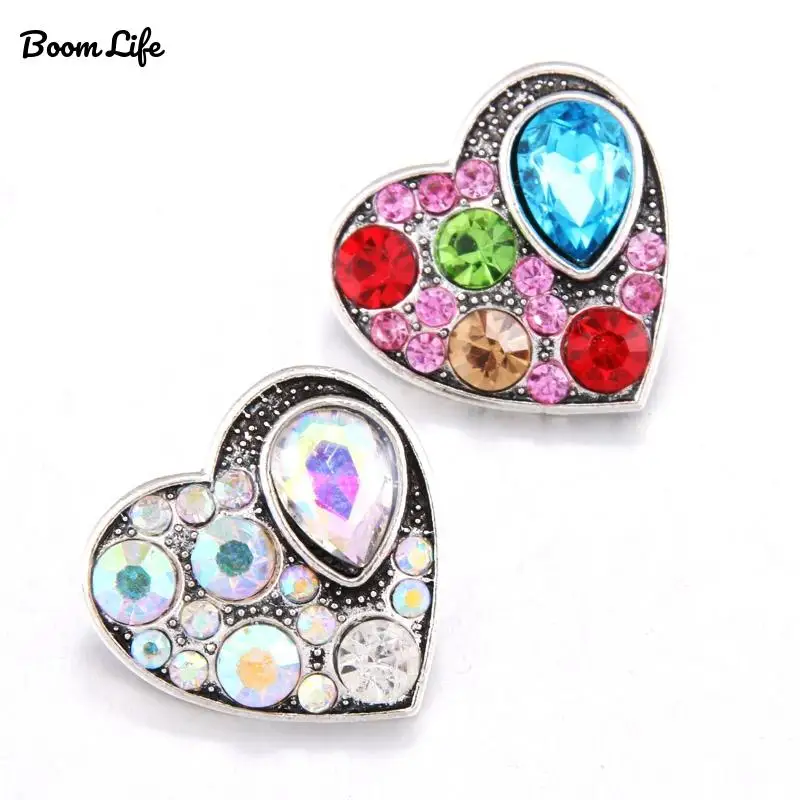 10 шт./лот 18 мм кнопки ювелирные изделия в форме сердца металлические цветные