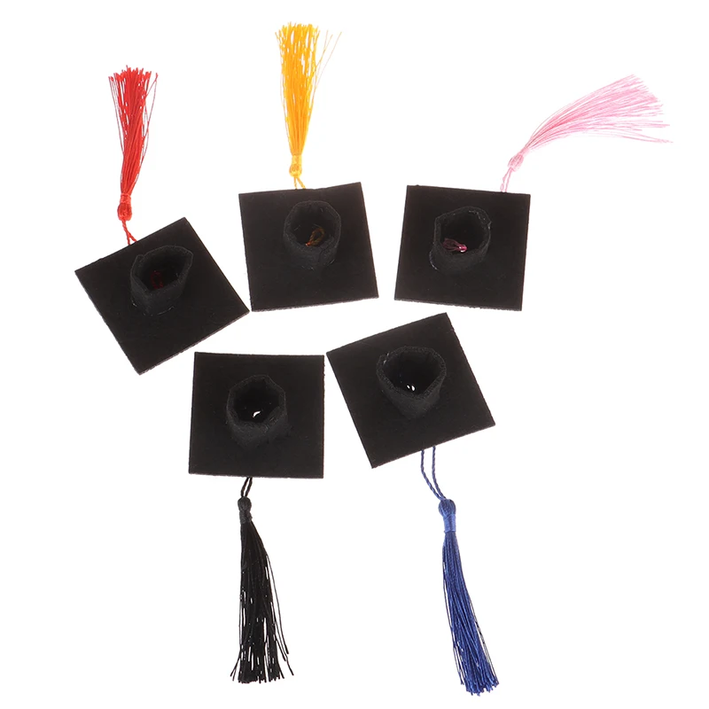 

1Pc Graduation Hat Mini Doctoral Cap Costume Graduation Cap With Tassels Felt Cloth + Tassel Dolls Accessories