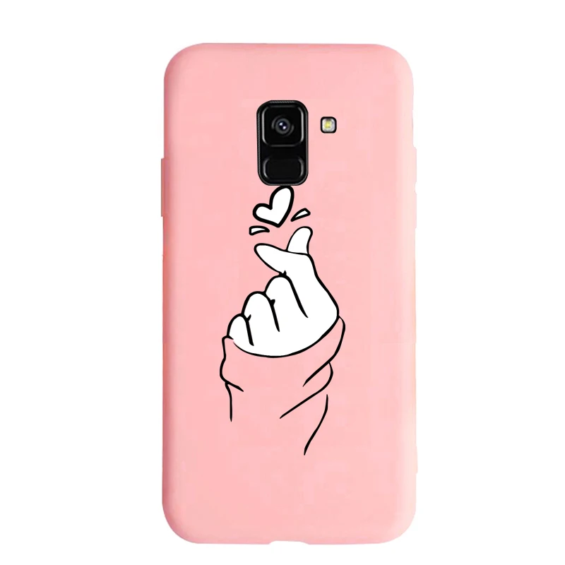B20 pink case Мягкое разноцветное сердце «любовь» чехол для samsung Galaxy A7 A6 A8 A9 J4 J6 J8 плюс A3 A5 A7 A750F чехол coque - Цвет: B20 pink case