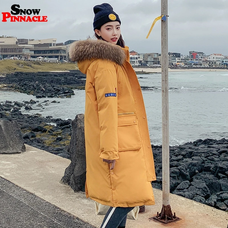 25 градусов, зимняя куртка X-long parkas, пальто для женщин, утолщенная, теплая, большой меховой воротник, куртка, пальто, повседневная женская зимняя верхняя одежда из синтепона, парки
