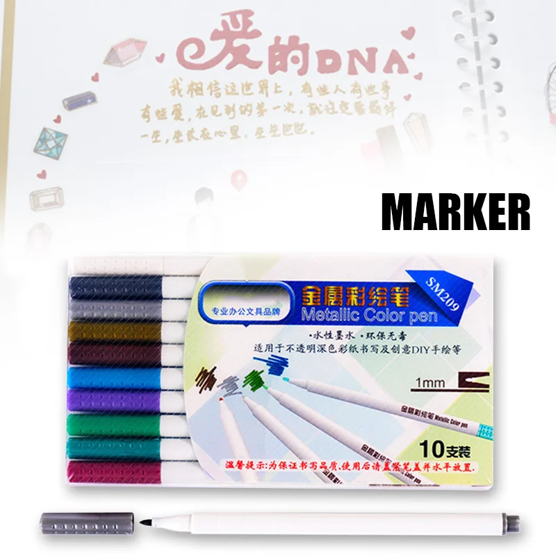 

10 colors/set Paint Marker Pen Waterproof Permanent Water Oil Based Markers Color on Rocks Metal Wood Glass DIY Album