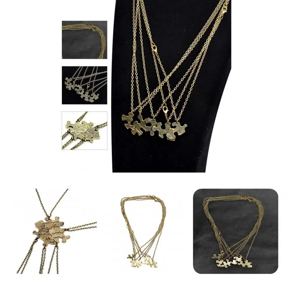 

Simple Friendship Necklaces Smooth Gift Puzzle Shaped Friendship Words Necklaces Charm Necklaces Drop Necklaces 5Pcs