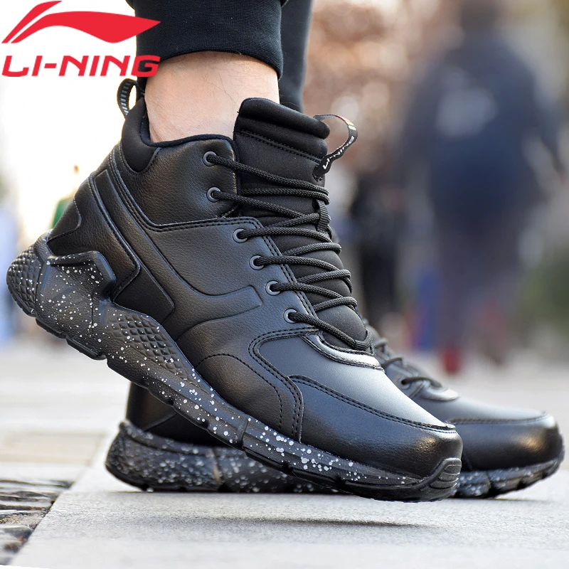 Li-Ning/Мужская прогулочная обувь из вулкана; Теплая Флисовая прочная нескользящая подкладка; удобная спортивная обувь; зимние кроссовки; AGCN117 SOND18