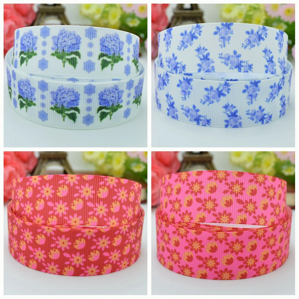 Лента Корсажная для девочек с цветочным принтом розовый синий 10 ярдов 22 мм 7/8