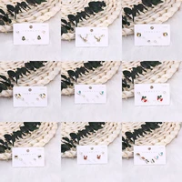 s925 silver needle fashion personality earrings small cute cartoon mini set christmas fun earrings for your family lucky gift