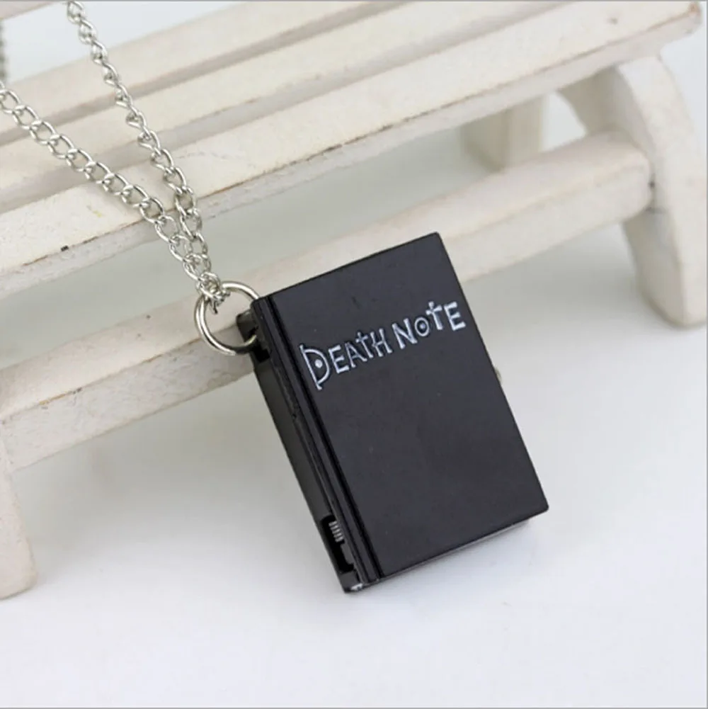

QiYuFang Anime Death Note Pocket Watch Pendant Necklace Jewelry Black Death Book Chain Gift Men Necklaces Women Watch Time Toy