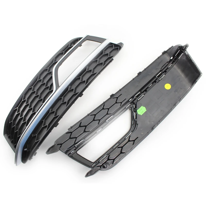

A Pair Front Bumper Honeycomb Fog Light Lamp Grille Chrome Grill Cover Fit for A5 Sline S5 2013-2017 8T0807681M 8T0807682M