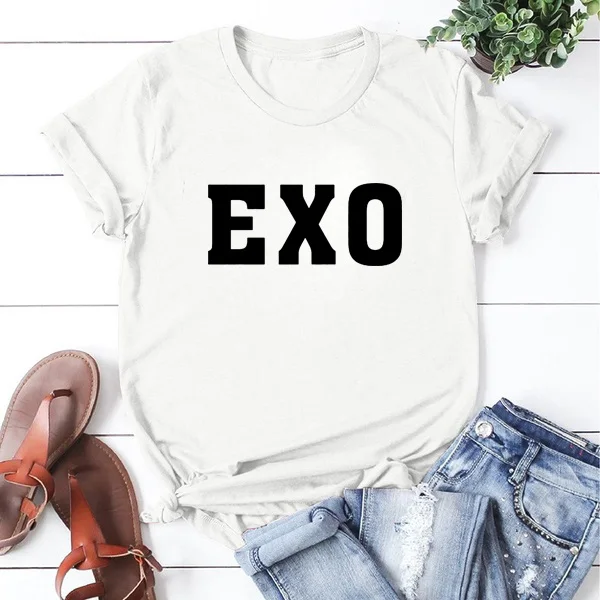 Футболка EXO женская с принтом смешная хлопковая тенниска в стиле Харадзюку