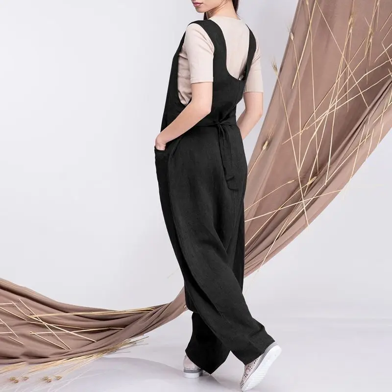 

Sexy Harem Pants Women Drop CrotchJumpsuit Rompers 2021 VONDA Women Overalls Dungarees Pantalon Femme Plus Size 4XL