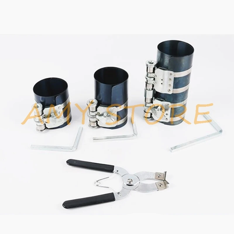 

3" 4" 6" 53-175mm 60-195mm Car Vehicle Engine Auto Piston Ring Compressor Assembling Band Tool w Hexagonal Wrench Crimper Plier